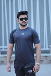 NF-Imported Dry Fit Printed Logo Charcoal Grey Tracksuit